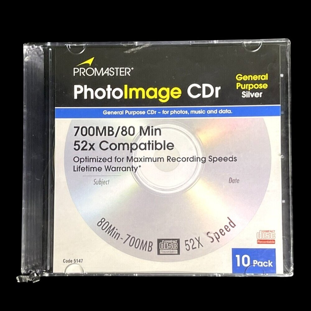 Promaster PhotoImage CDr 10-Pack 700MB/80 Min 52x Speed General Purpose Silver